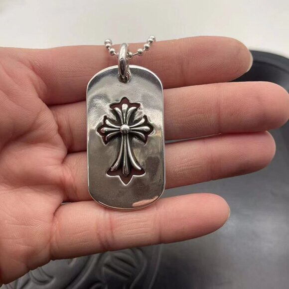 Chrome Hearts Sterling Silver Cross Tag Necklace - Picture 1 of 6